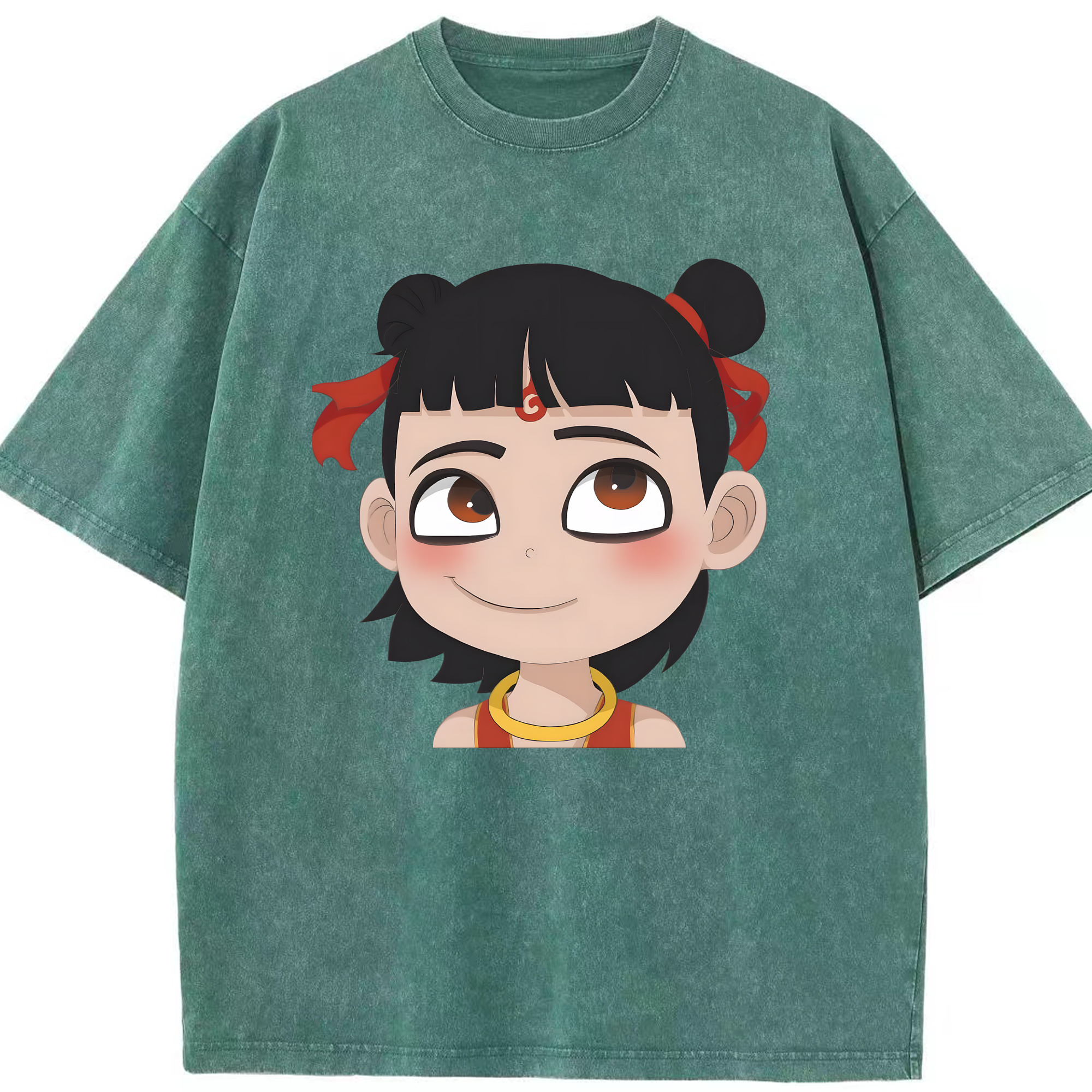 （画像用） Ne Zha 2 ナタ 魔童の大暴れ 綿100% ヴィンテージ風 半袖Tシャツ（フロントプリント）